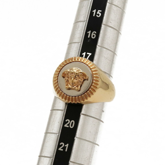 VERSACE Guilloche Medusa Ring GP Metal Gold Silver No. 18 #18 - Picture 5 of 7